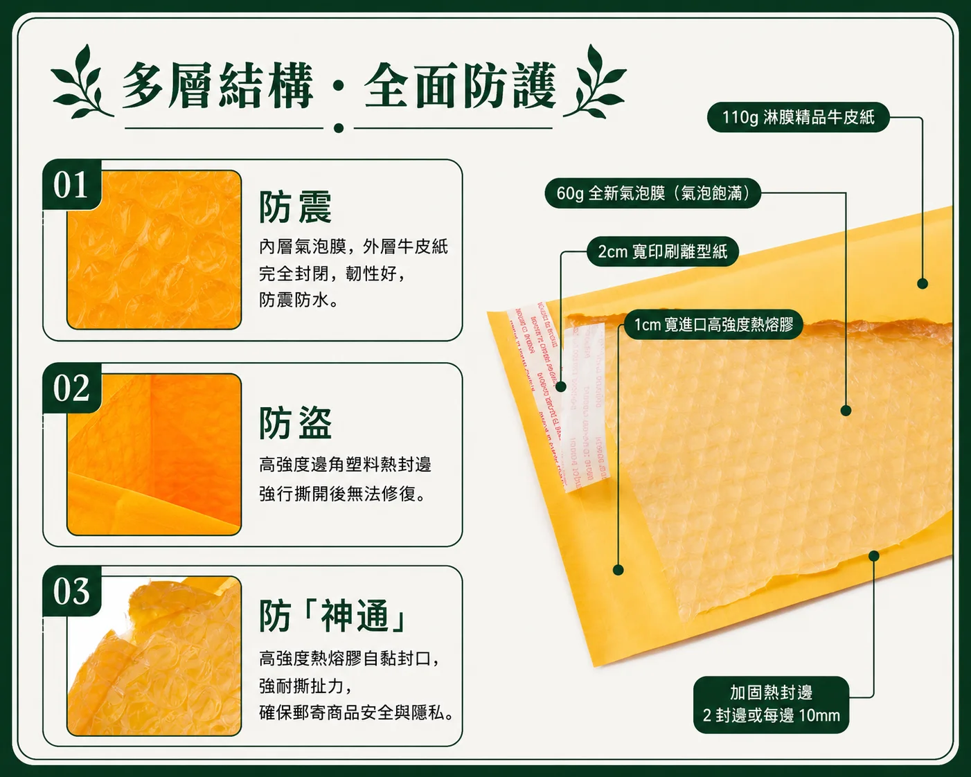 黃色牛皮紙氣泡袋 圖文詳情 8